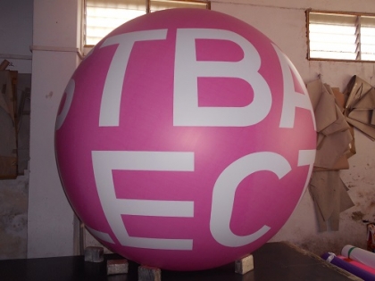 inflatable pink logo balloon