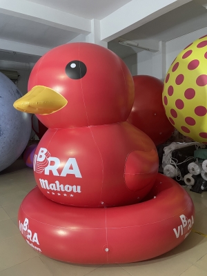 inflatable red duck with flo...